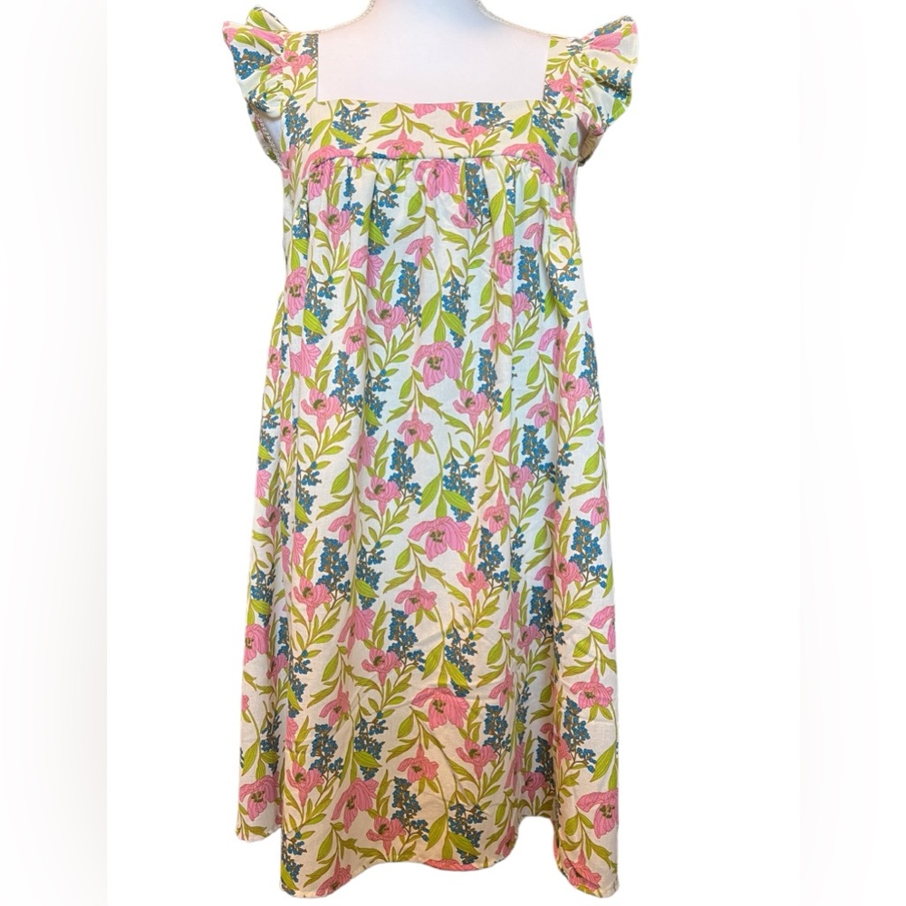 Blu Pepper Flower Print Babydoll Dress with Flutter Sleeves Women’s Size Large